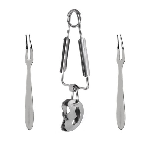 Bread Tong 1 Set Escargot Tongs Fork Set Stainless Steel Cooking Tongs Snail Escargot Tongs Dessert Fork BBQ Clip Clamp for Restaurant Serving Ice Tongs