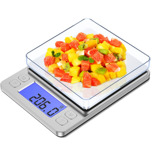 Kitchen Food Scale, 3000g/0.1g High Precision Digital Scale, Used for Cooking, Jewelry, Baking, Tare Function, with 2 Trays, LCD Display