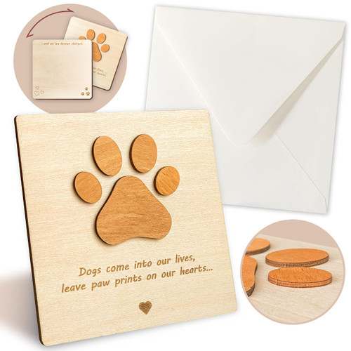 STOFINITY Wood Pet Sympathy Cards for Dogs - Dog Sympathy Card for Pet Loss, Loss Of Dog Sympathy Gift, Dog Passing Condolence Card Bulk, Dog Death Bereavement Gifts for Dog Groomers, Pet Grooming