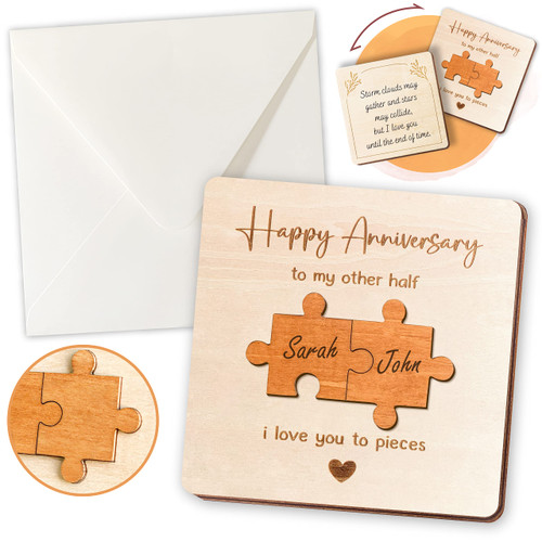 STOFINITY Happy Anniversary Cards for Husband Wife - Anniversary Cards for Him, Love Cards for Her, Wood Wedding Anniversary Card for Couple, Anniversary Card for Boyfriend, Romantic Greeting Card Gift