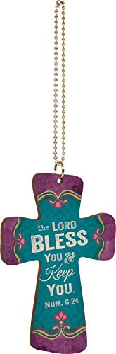 P. GRAHAM DUNN The Lord Bless You Heart Multicolor Cross Wood Car Charm