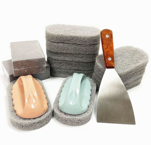 15 Piece Griddle Cleaning Kit for Blackstone Flat Top Griddle, Grills Cast Iron Cookware, Stovetops and More, Easy to Clean on Hot or Cold Surfaces, Scraper, Pads and Handle Included 15 Piece Griddle Cleaning Kit for Blackstone Flat Top Griddle, Grills Cast Iron Cookware, Stovetops and More, Easy to Clean on Hot or Cold Surfaces, Scraper, Pads and Handle Included