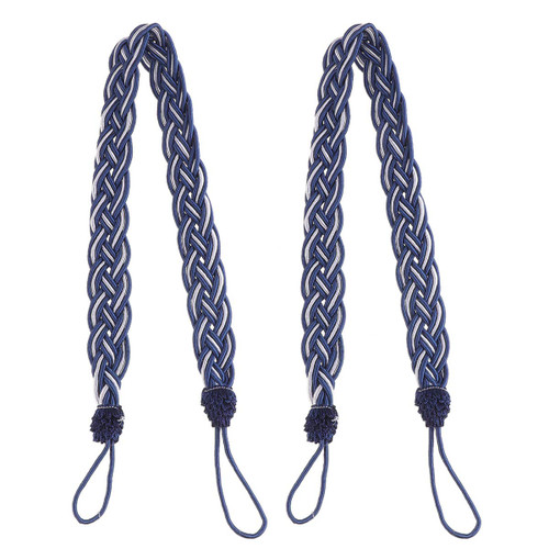 Abaodam Lanyard String 2pcs Hand Tied Curtain Clip Buckle Holdback Fabric Drapery Tassels Curtain Tiebacks Tassel Window Curtain TieBacks Knitted Braided Curtain Cord Rope (Royal Blue) Curtain Hooks