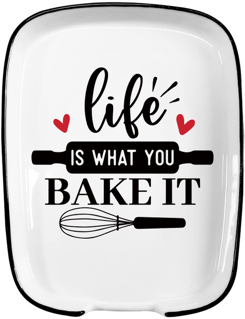 Hvukeke Ceramic Egg Beaters Rest Life Is What You Bake It. Durable Rest for Cooking Spoons, Heat-Resistant Spoon Rest for Baking Enthusiasts