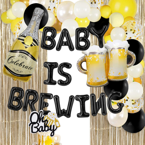 Black Baby Is Brewing Baby Shower Diaper Party Decorations for Men, Baby is Brewing Balloon Arch,Oh Baby Cake Topper, Gender Reveal Baby Brew Shower Decorations Pregnancy Celebration Black Baby Is Brewing Baby Shower Diaper Party Decorations for Men, Baby is Brewing Balloon Arch,Oh Baby Cake Topper, Gender Reveal Baby Brew Shower Decorations Pregnancy Celebration
