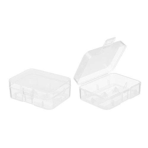 Bettomshin 2Pcs 18500 Battery Storage Case Holder Organizer 2 Capacity Battery Storage Box for 18500 Battery, Transparent