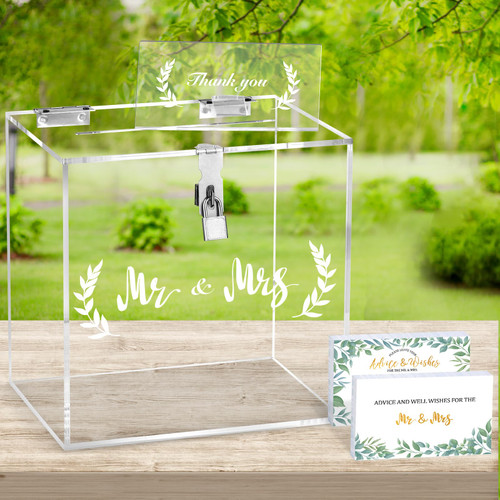 AFOROEOA Acrylic Wedding Card Box with Sign Large Clear Card Box with Lock Wedding Card Box for Receptions Gift Card Box for Wedding Receptions Anniversary Party Graduation Birthday