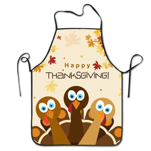 Thanksgiving Apron Funny Turkeys Apron Hello Fall Autumn Maple Leaves Adjustable Bib Aprons,Water Oil Stain Resistant Chef Cooking Kitchen Aprons For Men Women - Happy Thanksgiving Day