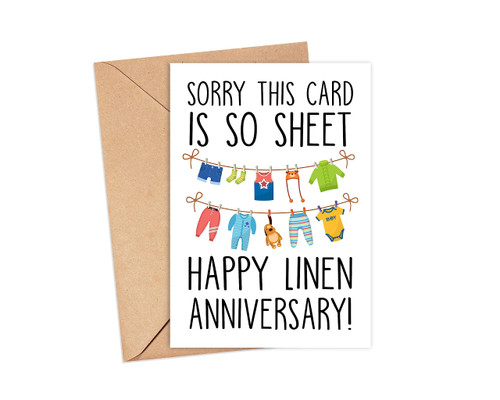 RedNuur Fourth Anniversary Card - Linen Anniversary - Funny Card - Sheet Pun Card - Card For Husband - Card For Wife - Four Year Card