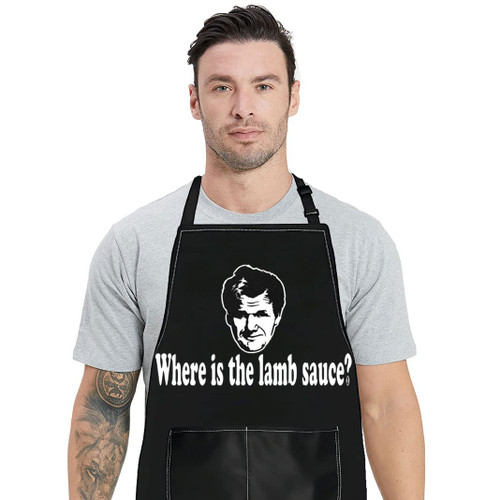 BWWKTOP Cooking TV Show Kitchen Apron Gordon Fans Gift Where's the lamb sauce Cooking Show Adjustable Apron For Cooking (Where's the lamb)
