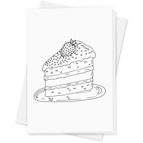 Azeeda Large (A4) 'Strawberry Cake Slice' Blank Greeting Card (GC00047954)