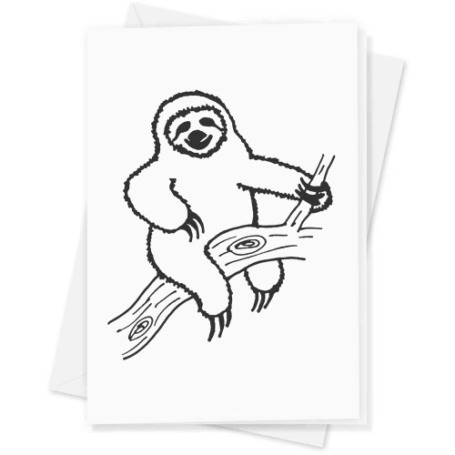Azeeda Large (A4) 'Sloth On Branch' Blank Greeting Card (GC00049066)
