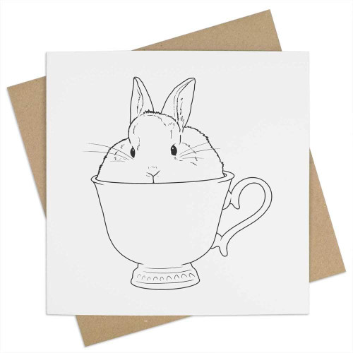 Azeeda 'Teacup Bunny' Blank Greeting Card (GC00049491)