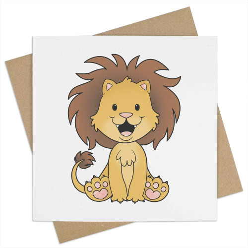 Azeeda 'Cute Lion' Blank Greeting Card (GC00050089)