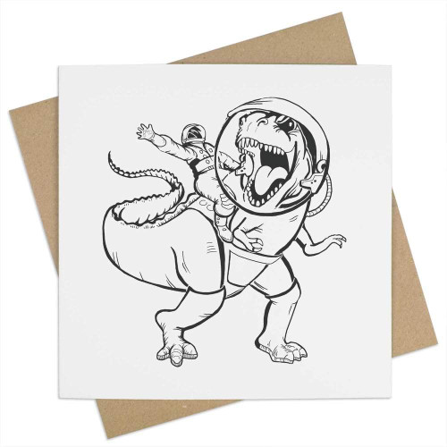 Azeeda 'Dinosaur Astronaut' Blank Greeting Card (GC00050717)