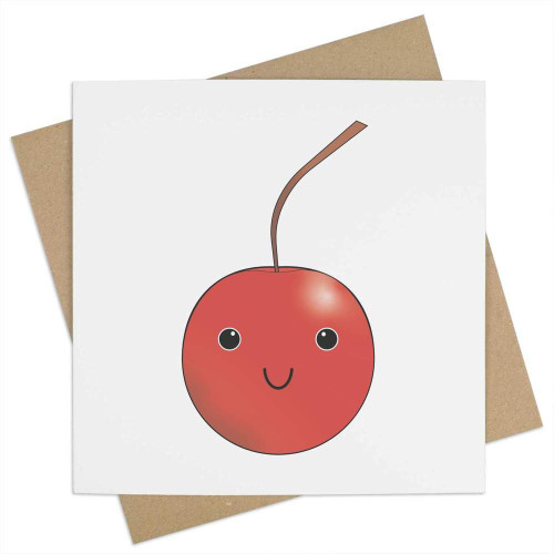 Azeeda 'Cute Cherry Face' Blank Greeting Card (GC00051107)