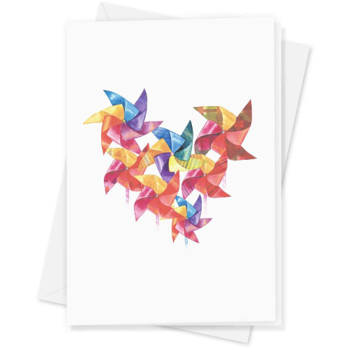 Large (A4) 'Pinwheels heart' Blank Greeting Card (GC00051228)