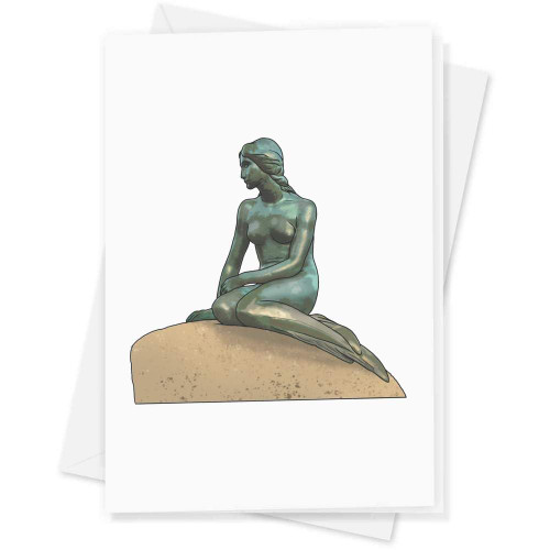 Azeeda Large (A4) 'Little Mermaid Statue' Blank Greeting Card (GC00051296)