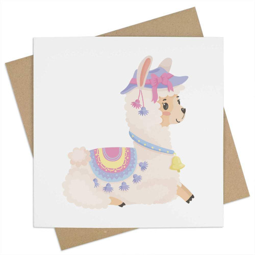 Azeeda 'Sitting alpaca' Blank Greeting Card (GC00051831)