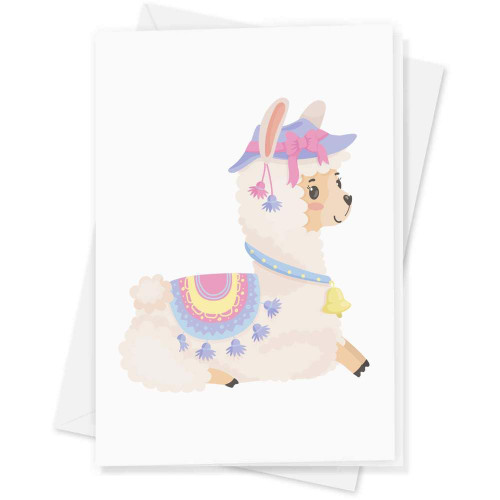 Azeeda Large (A4) 'Sitting alpaca' Blank Greeting Card (GC00051832)