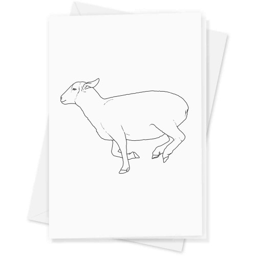 Azeeda Large (A4) 'Running Sheep' Blank Greeting Card (GC00051988)