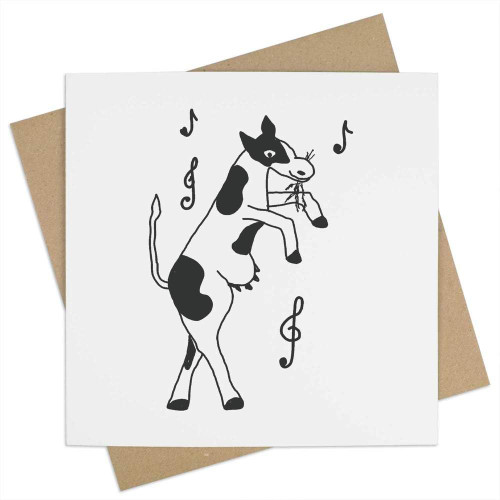 Azeeda 'Dancing cow' Blank Greeting Card (GC00053511)