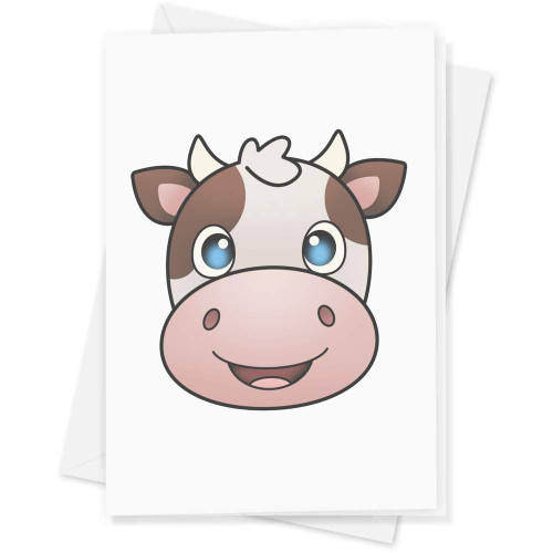 Azeeda Large (A4) 'Happy Cow Face' Blank Greeting Card (GC00053874)