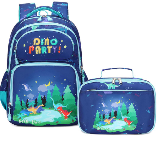 Meisohua kids Backpack Boys Backpacks for Elementary Primary School Bag Kids School Bookbag with Lunch Tote 2 in 1 Set Boys Dinosaur Backpack