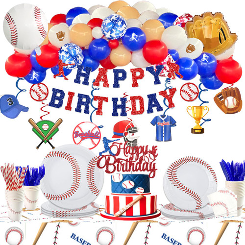 233 PCs Baseball Birthday Party Supplies, Hombae Baseball Sport Themed Party Supplies Birthday Decorations Hanging Swirls Balloon Garland Tablecloth Cake Topper Plate Cup Napkin Straw Knife Fork 233 PCs Baseball Birthday Party Supplies, Hombae Baseball Sport Themed Party Supplies Birthday Decorations Hanging Swirls Balloon Garland Tablecloth Cake Topper Plate Cup Napkin Straw Knife Fork