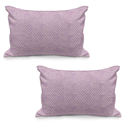 Ambesonne Leaves Quilted Pillowcover Set of 2, Composition of Monochrome Foliage Design with Paisley Shapes and Blooming Flora, Standard Queen Size Pillow Cover for Bedroom, 30" x 20", Lavender Beige