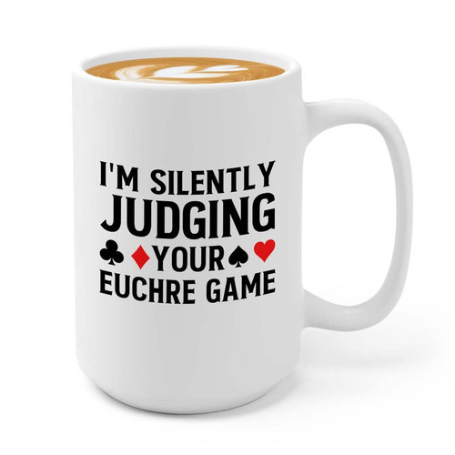 Euchre Coffee Mug 15oz Black - your euchre game - Euchre Card Game Set Euchre Score Keepers Player Partner Gifts