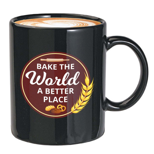 Bubble Hugs Baker Coffee Mug 11oz Black - Bake The World - Funny Humor Dough Bakery Pastry Chef Cooking Baking Cake Bread Food Kitchen