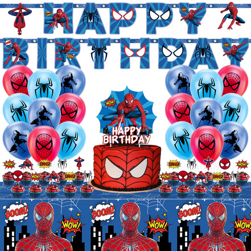 Spider Birthday Party Supplies, 45Pcs Birthday Party Decorations Includes Tablecloth, Cake Cupcake Toppers, Happy Birthday Banner, Latex Balloons for Kids Boys Spider Themed Party Spider Birthday Party Supplies, 45Pcs Birthday Party Decorations Includes Tablecloth, Cake Cupcake Toppers, Happy Birthday Banner, Latex Balloons for Kids Boys Spider Themed Party