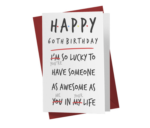 Karto Happy 60th Birthday Card for Men Women, Funny 60th Birthday Cards for Husband Wife Dad Mom Brother Sister Friend, 60 Years Old Birthday Card, 60 Birthday Card with Envelope, You're Lucky