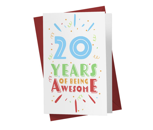 Karto 20th Birthday Card for Him Her - 20th Anniversary Card For Dad Mom - 20 Years Old Birthday Card For Brother Sister Friend - Happy 20th Birthday Card for Men Women Being Awesome (Color) Karto 20th Birthday Card for Him Her - 20th Anniversary Card For Dad Mom - 20 Years Old Birthday Card For Brother Sister Friend - Happy 20th Birthday Card for Men Women Being Awesome (Color)