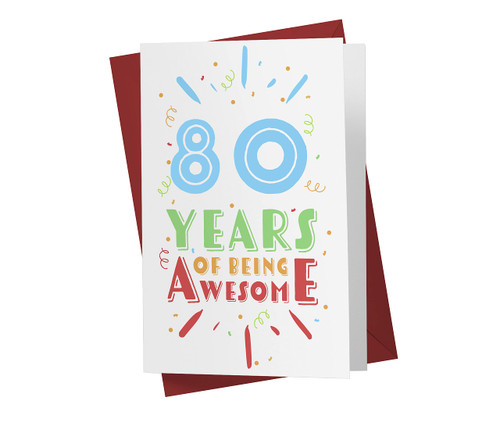 Karto 80th Birthday Card for Him Her - 80th Anniversary Card For Dad Mom - 80 Years Old Birthday Card For Brother Sister Friend - Happy 80th Birthday Card for Men Women Being Awesome (Color)