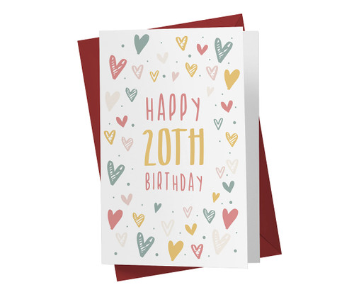 Karto 20th Birthday Card for Him Her - 20th Anniversary Card For Dad Mom - 20 Years Old Birthday Card For Brother Sister Friend - Happy 20th Birthday Card for Men Women Heart Doodles Karto 20th Birthday Card for Him Her - 20th Anniversary Card For Dad Mom - 20 Years Old Birthday Card For Brother Sister Friend - Happy 20th Birthday Card for Men Women Heart Doodles