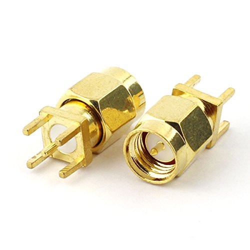 Maxmoral 5PCS SMA Male PCB Panel Mount Plug with 4 Pins Stand Square Straight Connector RF Coax Coaxial Adapter