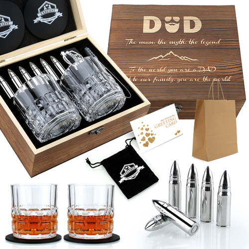 Whiskey Gifts for Men Dad, Best Birthday Gift Ideas for Men from Daughter Son, Stainless Steel Whiskey Stones & Glasses Set, Bourbon Gifts for Men Him Dad Christmas Retirement Whiskey Gifts for Men Dad, Best Birthday Gift Ideas for Men from Daughter Son, Stainless Steel Whiskey Stones & Glasses Set, Bourbon Gifts for Men Him Dad Christmas Retirement