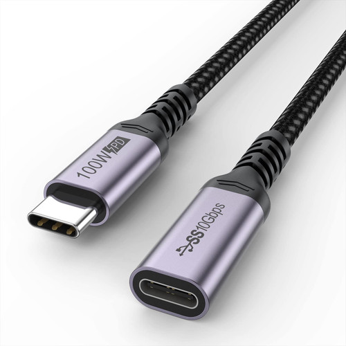 DteeDck USB C Extension Cable 6.6ft, USB C to USB C Male to Female, Type C Extender Cord USB3.1 Gen2 100W Fast Charging 10Gbps Transfer Compatibility with Laptop Tablet Mobile Phone