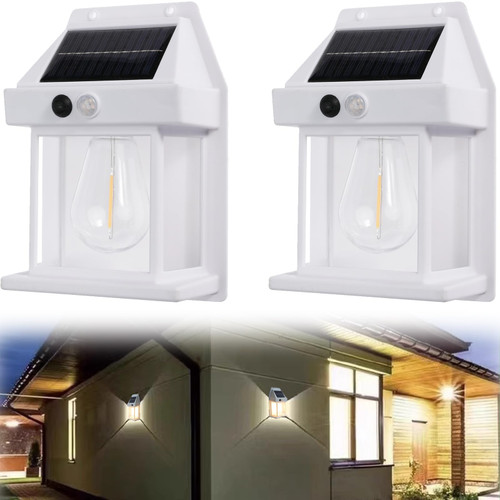 ONSHONE 2PCS Solar Tungsten Wall Light Outdoor, Wall Sconce Motion Sensor Light Ip65 Waterproof, Dusk to Dawn Exterior Lighting Fixtures Wall Mount for Outside House Patio Porch Garage