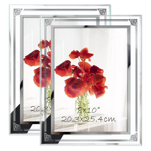 HORLIMER 8x10 Picture Frame Set of 2, Glass Photo Frame 8 by 10 for Tabletop, Horizontally or Vertically