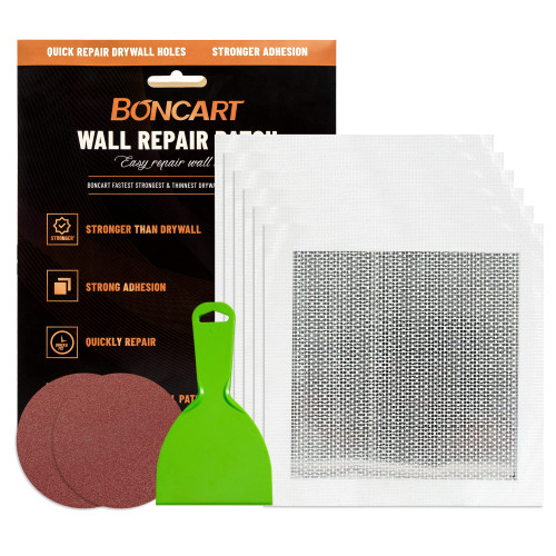 Boncart Drywall Repair Kit, Wall Patch Repair Kit,Aluminum Fiberglass Self Adhesive Repair Patch for Drywall Holes,6pcs Drywall Repair Patch 8inch