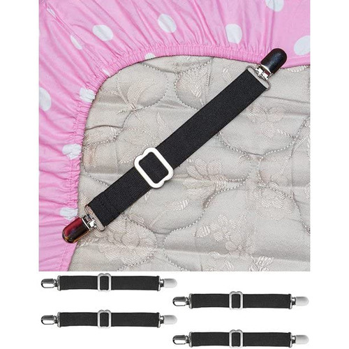 Bed Sheet Clips Bed Sheet Holder Straps - Fitted Sheet Clips Adjustable Sheet Suspenders Mattress Fasteners Gripper Corner Clips for Bed Mattress Cover Fitted Bed Sheets Sofa Cushion(Black-4 Pcs) Bed Sheet Clips Bed Sheet Holder Straps - Fitted Sheet Clips Adjustable Sheet Suspenders Mattress Fasteners Gripper Corner Clips for Bed Mattress Cover Fitted Bed Sheets Sofa Cushion(Black-4 Pcs)