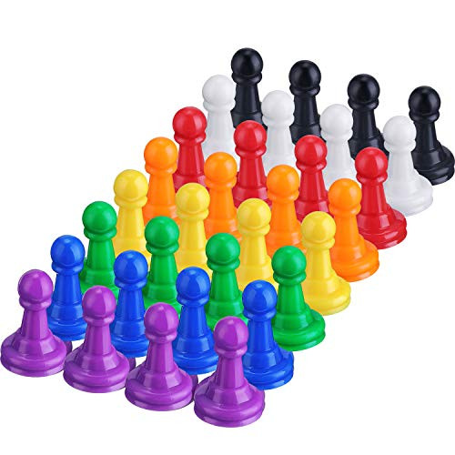 Hestya 32 Pieces Multicolor Plastic Pawns Pieces Board Games, 1 Inch Pawns Tabletop Markers Component