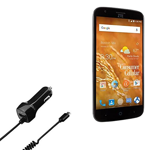 BoxWave Car Charger Compatible with ZTE Avid 916 - Car Charger Plus, Car Charger Extra USB Port with Integrated Cable for ZTE Avid 916 - Black BoxWave Car Charger Compatible with ZTE Avid 916 - Car Charger Plus, Car Charger Extra USB Port with Integrated Cable for ZTE Avid 916 - Black