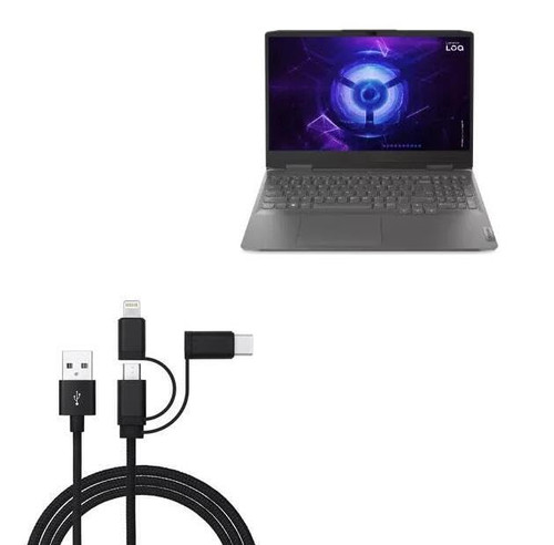 BoxWave Cable Compatible with Lenovo LOQ 16" AMD (RTX 4060) - AllCharge 3-in-1 Cable for Lenovo LOQ 16" AMD (RTX 4060) - Jet Black