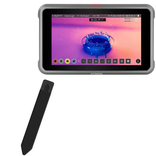 BoxWave Stylus Pouch Compatible with Atomos Ninja V+ - Stylus PortaPouch, Stylus Holder Carrier Portable Self-Adhesive for Atomos Ninja V+ - Jet Black