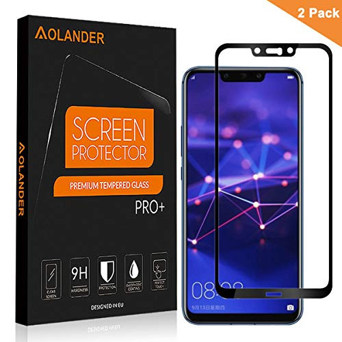 [2pack] AOLANDER Huawei Mate 20 Lite Screen Protector, [Full Coverage] [Smooth Edge] [Anti-Fingerprint] Tempered Glass Screen Protector for Huawei Mate 20 Lite (Black)