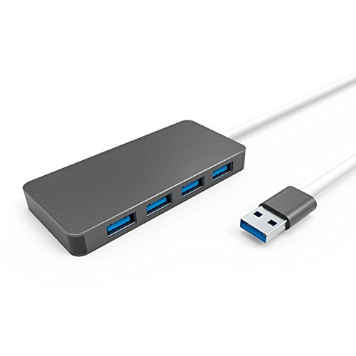 USB Hub, Meter sunshine 4-Port USB 3.0 Ultra Slim Data Hub (5Gbps Transfer Speed, Anodized Alloy, Compact, Lightweight, for Mac and Windows OS) - Black